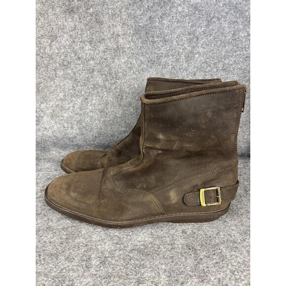 Hogan Boots Mens Size 12 Brown Suede Ankle Zip Buckle Casual Made Italy main image 5